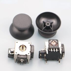 2pcs Set Metal Joystick with Analog Stick Cap for PS2 Playstation2 Small Hole Only Controller 3D Analog Joystick Repair Parts (2 Set Cap with Joystick)