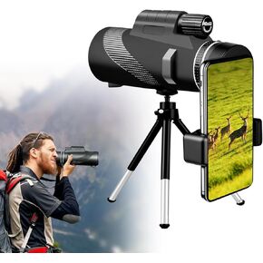 Monocular Telescope for Smartphone, 40x60 High-Definition 360 Night Vision stsscope Monocular STS Scope Set with Phone Adapter & Tripod for Camping Travelling Concert, 131M/1000M Clear Long Vision