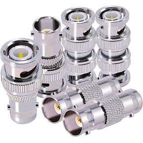 6 Pcs BNC Adapter, BNC Male/Female to Male/Female Coax Cable Connector for CCTV Security Camer, Radio, QRP Radio