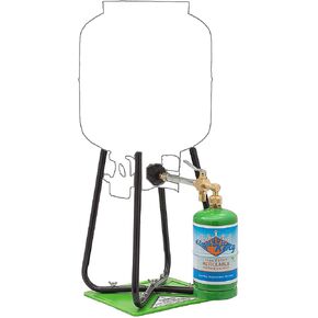 Flame King Refillable 1LB Empty Propane Cylinder Tank - with Refill Kit and CGA600 Connection - Reusable - Safe and Legal Refill Option - DOT Compliant - 16.4 oz, Green