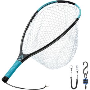 Maxcatch Fly Fishing Landing Net, Carbon Fiber Frame, Rubber Mesh, with Magnetic Net Release, for Trout Bass Catch and Release