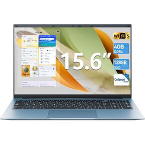 SGIN Laptop Computer 15.6 Inch, Windows 11 Laptops with 4GB RAM 128GB SSD, Celeron N4000 Processor Notebook, BT4.2.0, HDMI, 7000mah, WiFi, UHD Graphics 600, Type-C, 2.4/5G WiFi