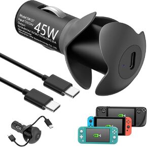 USB C Car Charger,45W Fast Type C Car Charger Adapter PD 3.0 Port with Cable Management,Compatible with Steam Deck/Nintendo SWitch/Switch OLED/USB C Phones and Tablets with 3.9FT Type C Charging Cable