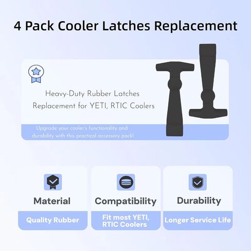 4 Pack Cooler Latches بديل لـ Yeti و RTIC المبردات ومزالج المطاط الشاقة والملاءمة العالمية وسهلة التثبيت ومثالية للملحقات وقطع الغيار البارد اليتي in Kuwait