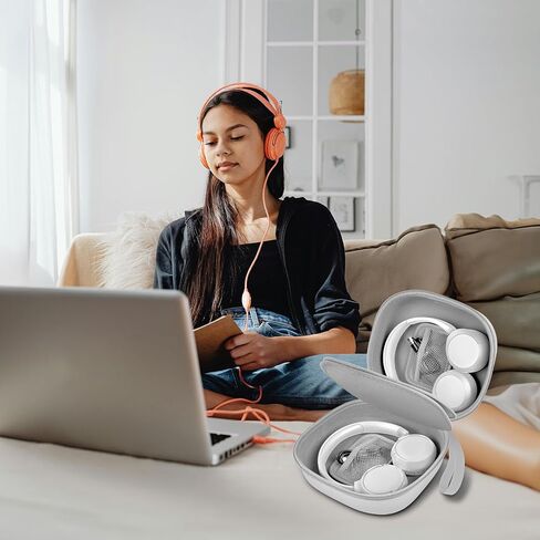 Headphone Headset Case Compatible with Sony/for JBL/for Soundcore/for Anke/for TOZO/for Bose/for Apple Wireless On-Ear Headphones, Double-Sided Headphone Storage for 2 Headphones -Silver in Saudi Arabia