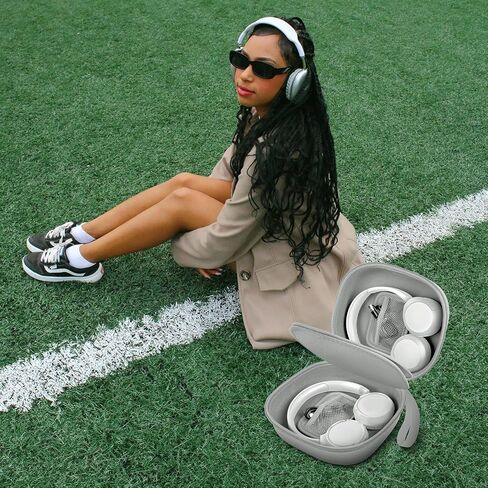 Headphone Headset Case Compatible with Sony/for JBL/for Soundcore/for Anke/for TOZO/for Bose/for Apple Wireless On-Ear Headphones, Double-Sided Headphone Storage for 2 Headphones -Silver in Saudi Arabia