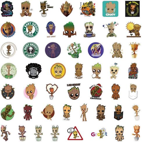 ملصقات جروت 50 قطعة من ملصقات الفينيل المقاومة للماء لزجاجة المياه، ملصقات شخصيات كرتونية لطيفة للأطفال والمراهقين والبالغين شارات فينيل مقاومة للماء لزجاجة المياه وأمتعة الكمبيوتر المحمول in Kuwait