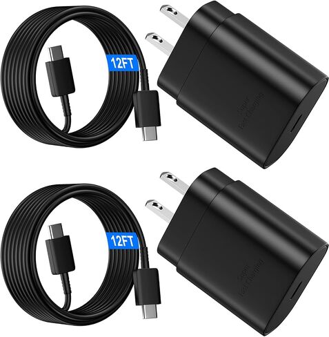 USB C Android Charger Fast Charging Cord, Super Fast Phone Chargers 10FT+6.6FT C to C Type Cable with 25W USBC Wall Block for Samsung Galaxy S26 S25 S24 Ultra Plus/S23/S22/S21/S20/Note 20/10, Black in Kuwait
