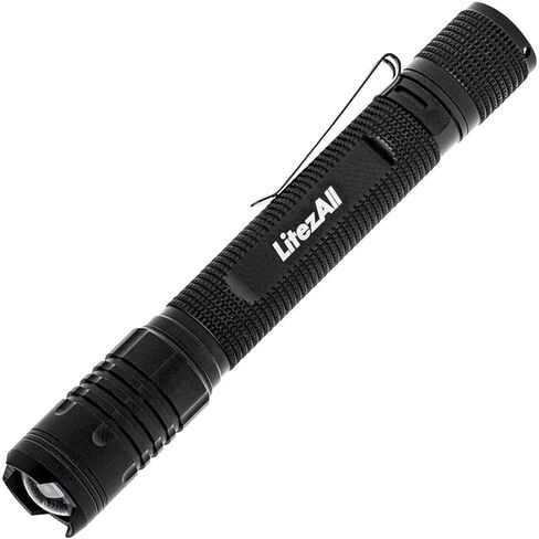LitezAll Tactical Flashlight | Compact and Portable Night Light 300 Lumens | Durable and Rubber Coated Flash Light Perfect for Camping, Backpacking and Emergency Lighting, 1 CR123A Battery Included in Kuwait