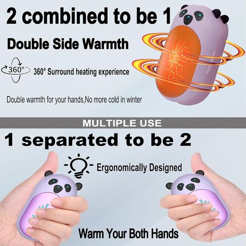 Hand Warmers Rechargeable 2 Pack,6000mAh Cute Panda Shaped Electric Hand Warmer,20Hrs Long Heating Reusable Hand Warmer,Portable Pocket USB Heater for Christmas,Outdoor,Hunting in Kuwait