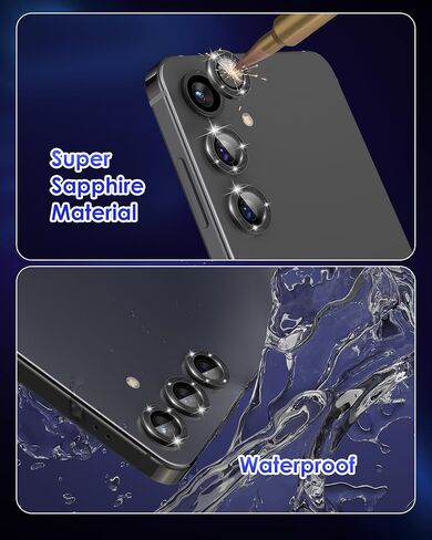 Compatible for Galaxy S25 Camera Lens Protector Glitter Individual Aluminium Alloy Ring 9H Tempered Glass Bling Camera Cover for Samsung Galaxy S25 Glitter Colorful in Kuwait