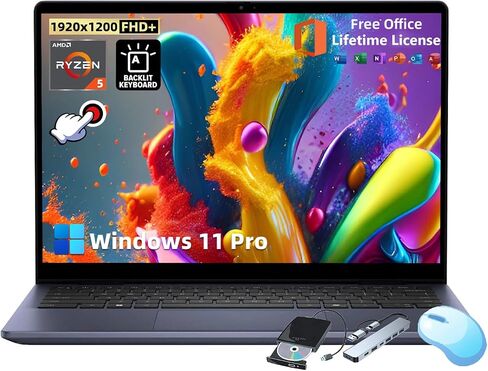 Dell Inspiron 14 2-in-1 Lachreen Captop-مع عمر المكتب ، 14 "FHD+ Display ، AMD Ryzen 5 8640HS CPU ، لوحة مفاتيح الإضاءة الخلفية ، بصمات الأصابع ، Win 11 Pro (32GB DDR5 RAM | 1TB SSD) in Saudi Arabia