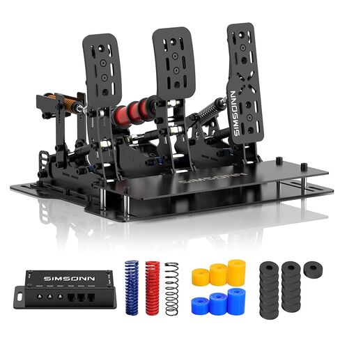 SIMSONN Latest Plus X Pedals Sim Racing Pedals PC Racing Simulator Load Cell HE Hydraulic Pedal Support VAM and VAM Pro Haptic Pedals Reactor (Black-P3-H3) in Kuwait