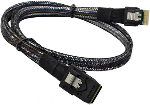 Slim Line S-AS 4.0 SFF-8654 4i 38 Pin Host to S-AS 4i SFF-8087 36 Pin Target Data Cable(1M) in Saudi Arabia