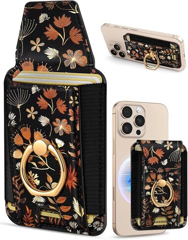 Shorogyt Compatible with Magsafe Wallet Magnetic Card Holder - Cute Phone Wallets with Ring Stand for iPhone 16/15/14/13/12 Series for Women Girls Start Moon Design, Fit 7 Cards in Saudi Arabia