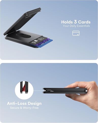 ZEEHOO for MagSafe Wallet, Magnetic Wallet for iPhone-Adjustable Stand, Ultra-Strong Magnetic Silicone Phone Card Holder, Lightweight Card Holder for iPhone16/ 15/14/13/12 Series, Excl. Mini(Black) in Kuwait