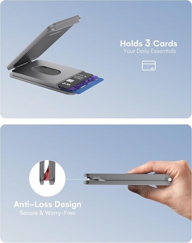 ZEEHOO for MagSafe Wallet, Magnetic Wallet for iPhone-Adjustable Stand, Ultra-Strong Magnetic Silicone Phone Card Holder, Lightweight Card Holder for iPhone16/ 15/14/13/12 Series, Excl. Mini(Black) in Kuwait