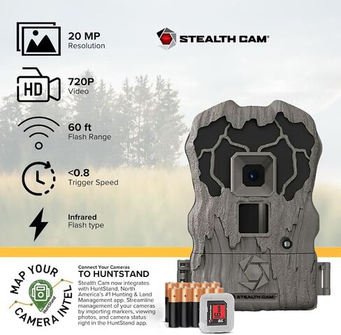 Stealth Cam Browtine 20MP Trail/Game Camera with 720P HD Video, 0.8s Trigger Speed, 60 Feet Flash, Night Mode, and 1-3 Image Burst - Camo (4 Pack) in Saudi Arabia