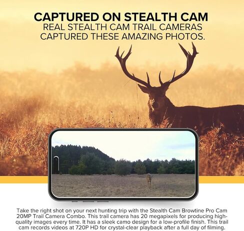 Stealth Cam Browtine 20MP Trail/Game Camera with 720P HD Video, 0.8s Trigger Speed, 60 Feet Flash, Night Mode, and 1-3 Image Burst - Camo (4 Pack) in Saudi Arabia