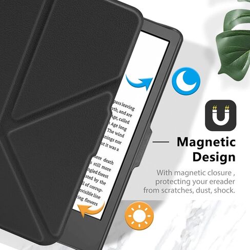 CASE متوافق مع 6 "Kobo Clara Color/BW (2024)/2E (2022)/Tolino Shine Color/Shine 5 (2024)/Shine 4 (2022) ، يشمل حامي الشاشة - غطاء جلدي متميز مع النوم التلقائي/الاستيقاظ ، الأسود in Saudi Arabia