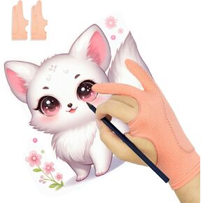 Breathable Drawing Glove, Digital Art Glove for Graphic Tablet, 3-Layer Palm Rejection for Graphic Tablet, Artist Gloves with Two Fingers for iPad(Pink,S)