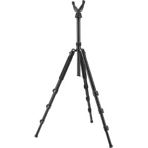 Shooting Tripod Hunting Stick, Rifle Tripod with 360° Swivel V Yoke, Height Adjustable 26.5"- 64.5", Lever Locks, Aluminum Hunting Bipod Monopod, Functional Gun Rest for Outdoor Activities