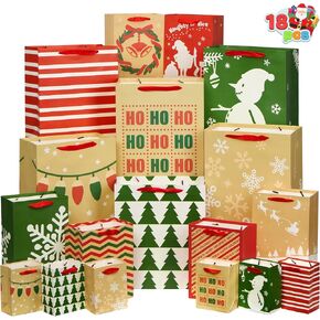 JOYIN 48 PCS Christmas Kraft Gift Bags 7" x 9" x 3.5" for Gifts Party Supplies Decor, Xmas Goody Treat Candy Bags, Classrooms and Party Favors in Kuwait
