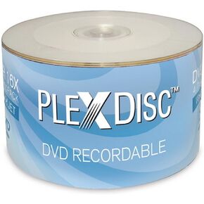 PlexDisc 632-210 16x 4.7GB White Inkjet Hub Printable DVD-R 50 Disc Spindle