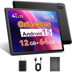 10 بوصة Android 15 Tablet مع فتحة بطاقة SIM غير مسبوقة ، هاتف محوّل خلوي 4G ، أوكتا النواة ، 12 جيجابايت+64 جيجابايت ، 2 تيرابايت قابلة للتوسيع ، كاميرات مزدوجة ، 2.4 جرام/5g واي فاي ، BT5.0 ، GPS ، حالة وقائية متضمنة