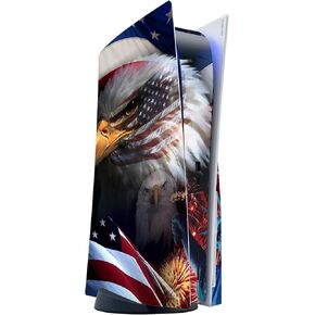 ITS A Skin Skins Compatible with Sony Playstation 5 Console Disc Edition - Protective Decal Overlay Stickers wrap Cover - USA Bald Eagle in Flag
