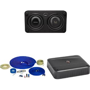 Infinity REFERENCE1000SSL Single 10" Thin Enclosure with Passive Radiator with Infinity Reference-6001A Mono, 600w X 1 Amplifier with Bass Knob and 4GA Pure Copper Amp Wiring Kit