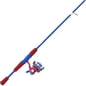 Zebco Youth Spinning Cenling و Combo Combo ، 5 أقدام ، قضيب من الألياف الزجاجية 2 قطعة ، قوة متوسطة الإضاءة ، حركة معتدلة ، حجم 15 بكرة ، 4.3: 1 نسبة تروس ، استرداد قابلة للانعكاس