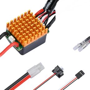 FullfunRC Waterproof Brushed ESC with Dirtproof Switch for 1/10 Traxxas HPI Redcat Tamiya RC Truck, Buggy, Short Course Truck and Rock Crawler