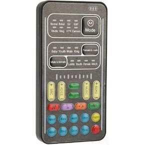 Voice Changer, Portable 8 Sound Effects Voice Changer Device, Mini Live Sound Card Voice Changer, Handheld Plug and Play Sound Card Voice Changer with Memory Function for Gaming