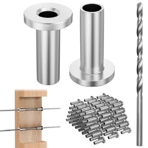 Cable Railing Protector Sleeves - 100 Pack T316 Stainless Steel Protective Sleeves - 1/8" 3/16" 5/32" Deck Cable Railing Hardware Kit for Wood Posts