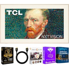 TCL 55 بوصة NXT Frame Qled 4K Smart Google TV ، 350+ أعمال فنية ، Dolby Atmos ، تصميم نمط الحياة مع حماية CPS لمدة 12 شهرًا ، كابل ودفق UAX HDMI