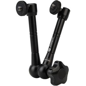 Fotopro 11 Inch Adjustable Articulating Magic Arm with 1/4-Inch Thread Screw - Compatible with Tripods, LED Lights, Monitors, Microphones, and Super Clamps