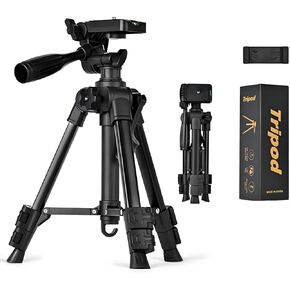25" Mini Portable Adjustable Tripod for Camera, Phone, DSLR, Projector, Laser Level - Black Aluminum, 11"-25" Height, 5 lbs Capacity, 360 Rotation, Includes Carry Bag and Phone Holder