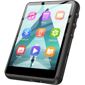128GB MP3 Player with Bluetooth 5.4, 2.4" Portable Music Player with Touch Screen, FM Radio, HD Speaker, E-Book, Photo, Video, Shuffle Single Loop Walkman Digital Music Player Earphones Included