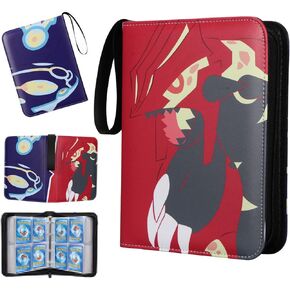 4-Pocket Poke-Monster Card Binder, 400 Pockets Trading Card Binder Zipper Binder Case Album Trading Card Games Collection Binder with Sleeves, Toys Gifts for Kids