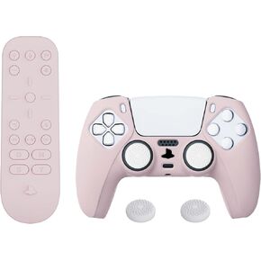 غطاء السيليكون المضاد للانزلاق في Playvital لوحدة التحكم PS5 ، حالة وقائية للتحكم عن بعد PS5 - الوردي