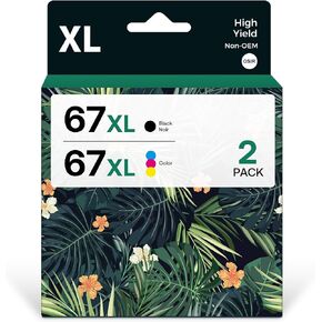67XL Printer Ink Replacement for HP Ink 67 Remanufactured for HP 67 Ink cartridges Black/Color Combo Pack for DeskJet 2700 2700e 2755e 2755 4155e Envy 6055e 6055 6000 6400 6455e 6475 6452 6458