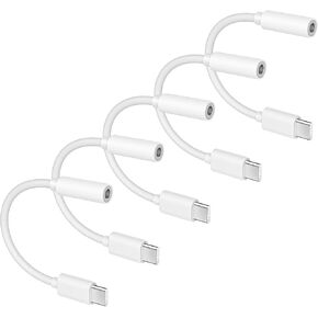 5 Pack USB C to 3.5mm Headphone Jack Adapter Type C Audio Aux Cable Dongle Compatible for iPhone 16/15/15 Plus/15 Pro/15 Pro Max/iPad/Pixel, Samsung Galaxy S23 S22 S21 S20 Ultra Z Flip/Note