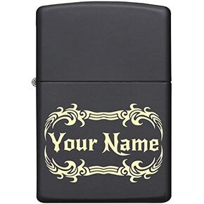 Custom Zippo Lighter Personalized Laser Engraved 'YOUR NAME' Tribal Tattoo Border Lighter Gift for Man or Woman