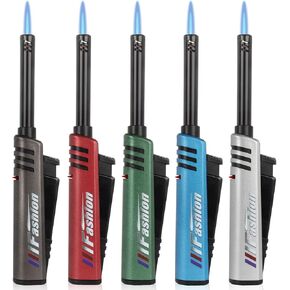 5 Pack Torch Lighters Multipurpose Extended Gas Windproof Lighter Wand Refillable for Kitchen Fireplace Pilot Light DIY BBQ Grill Stove