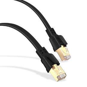 HUO JI Cat8 Ethernet Cable 8FT - 40Gbps 2000MHz High Speed LAN Cable with Gold-Plated Connectors Shielded for Indoor/Outdoor Use