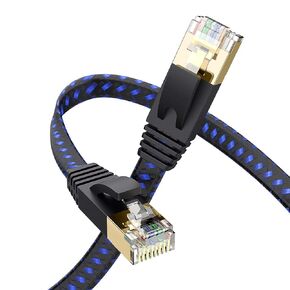 Cat 7 Ethernet Cable Cat7 High Speed Flat Gigabit RJ45 LAN Cable 10Gbps Shielded Internet Network Patch Cord Compatible for Gaming PS5 PS4 PS3 Xbox PC Laptop Modem Router Computer 65FT