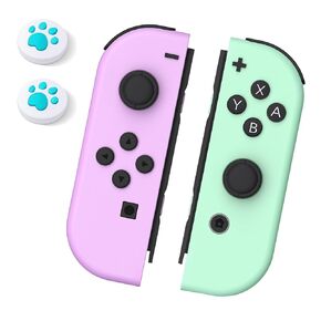 Switch Controller for Switch/OLED/Lite, Replacement Switch Controllers Switch Controllers Support Sports Screenshot/Wake-up/Dual Vibration/Motion Control,with Two Cute Joystick Hats,Purple Green