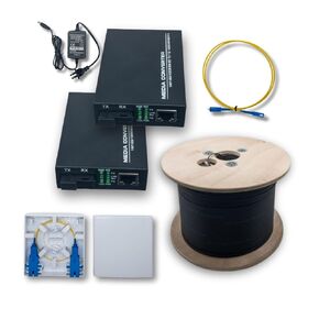 Fiber Optic Network Expansion Kit — Pair of Gigabit Media Converters — Extend Ethernet Up to 250m Using Single Outdoor Fiber Optic Cable — Suitable for Aerial or Underground Conduit Runs