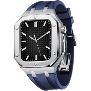 For Band Series 8 45mm 44mm Men Women Military Metal Case With Silicone Strap Shockproof Bumper For IWatch Series 7/SE/6/5/4 Beautiful Gift